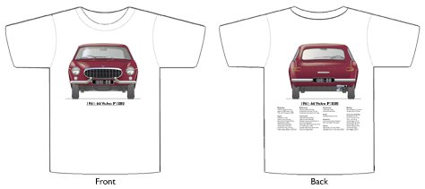 Volvo P1800 1961-66 T-shirt Front & Back